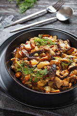 fried blend of wild mushrooms in a bowl