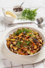 fried blend of wild mushrooms in a bowl