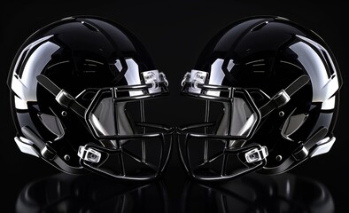 Fototapeta premium Mockup of an American football helmet, profile view, black and white