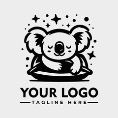 Vector Logo Koala Lay On The Pillow Sleepy Koala Sleeping Koala