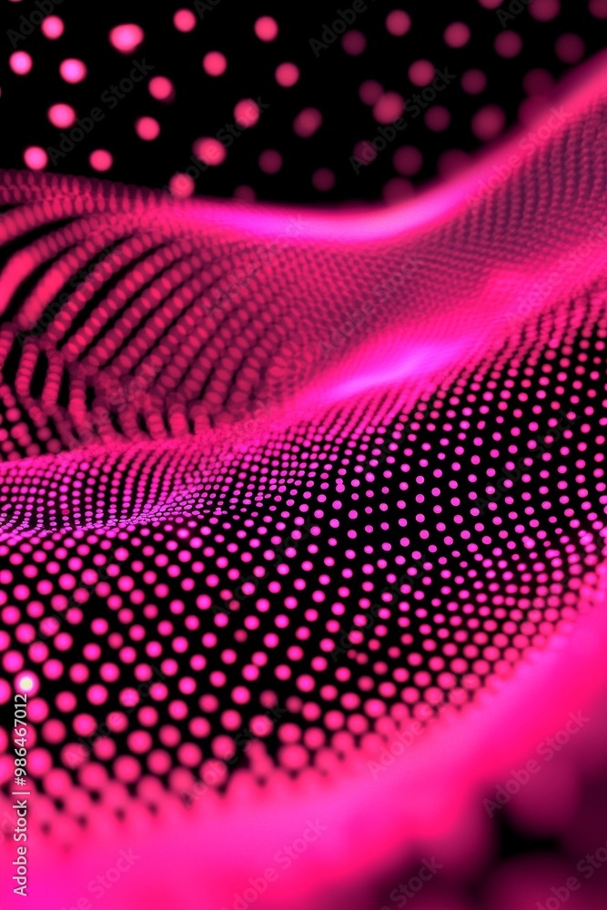 Aufkleber mesmerizing wave of pink dots undulates across a deep black canvas, with blurred particles suggestin
