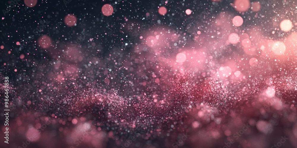 Poster glowing pink particles swirl and cluster in a mesmerizing wave, creating a radiant display against a