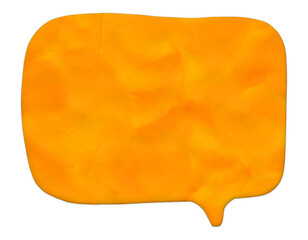 Yellow speech bubble with a textured surface on a transparent background