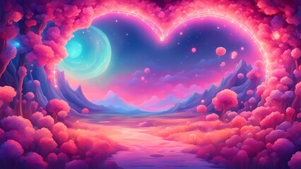 Romantic heart in the sky background