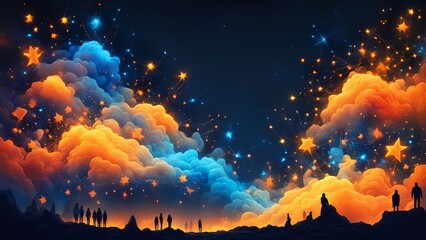 explosion of fire in the sky