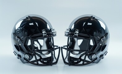 Fototapeta premium Mockup of an American football helmet, profile view, black and white
