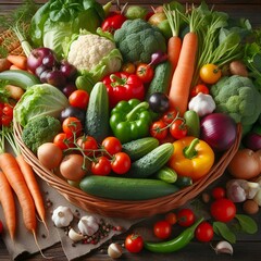 Fresh vegetables in a basket