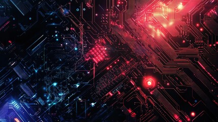 Modern tech background featuring digital circuits and electronic elements