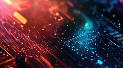 Modern tech background featuring digital circuits and electronic elements