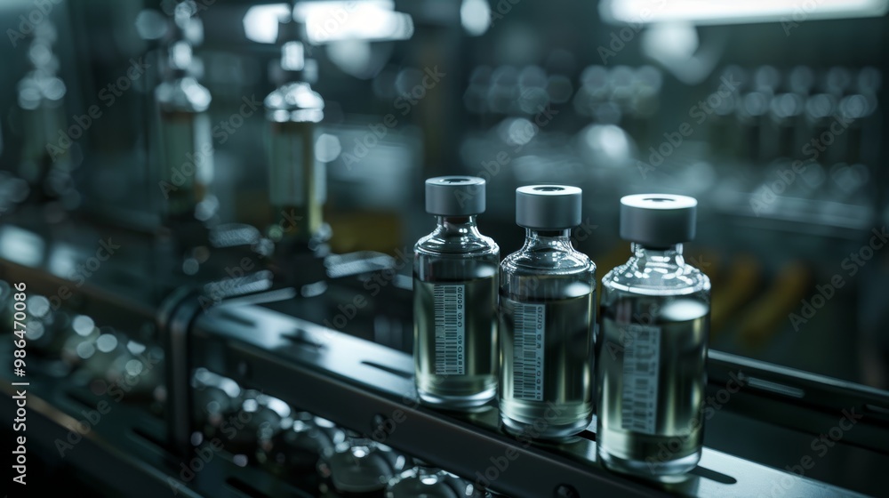 Poster vaccine production in a modern factory generative ai