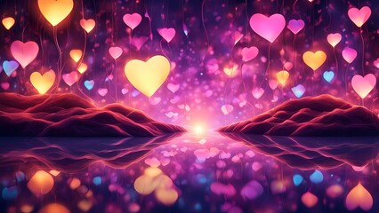 Romantic hearts in the sky