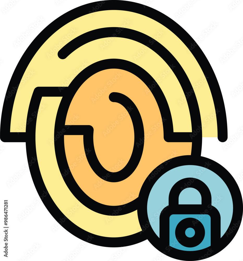 Poster this icon represents a fingerprint security system protecting personal data with a lock