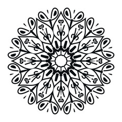 Floral Petal Mandala Black and White Design
