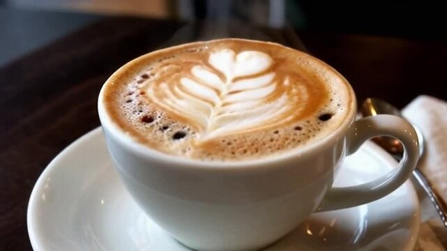 coffee with elegant rosetta latte art look
