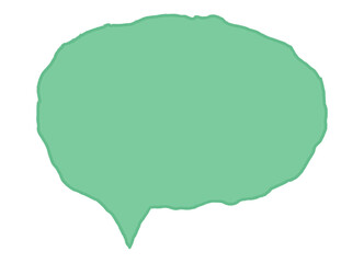 Speech bubble with a green fill and a hand-drawn outline on a transparent background