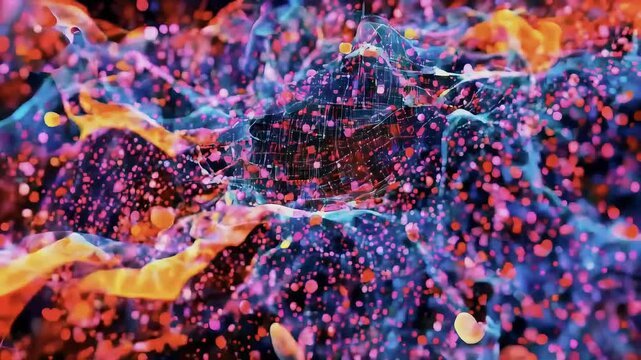 Abstract footage of generative adversarial networks (GANs) in action, with creative outputs visualized