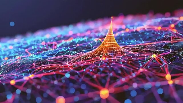 Abstract animation of a network protocol stack, with visualized layers and packet transmission