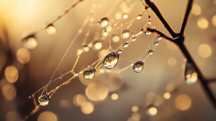 Obraz premium Morning Dew on Spider Webs