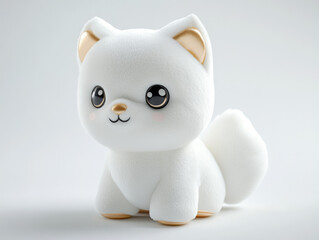 Fototapeta premium A soft and cuddly white puppy plush toy with golden ears and a cute face