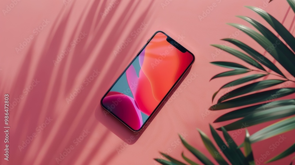 Poster modern smartphone design from above generative ai