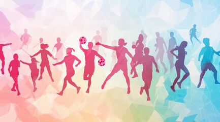 Obraz premium Illustration of Silhouette Many People Playing Difference Sport