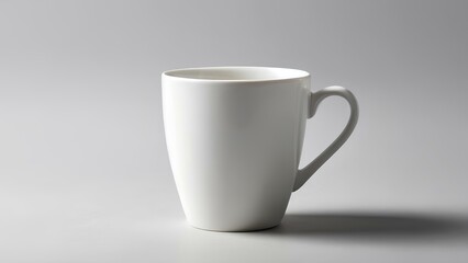 Obraz premium A single white cup on a clean, light-gray surface.