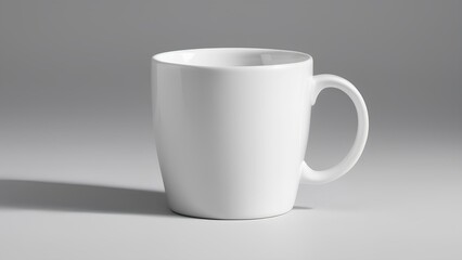Obraz premium A single white cup on a clean, light-gray surface.