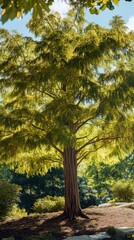 Obraz premium A stunning Montezuma Cypress stretches skyward as sunlight filters through its branches