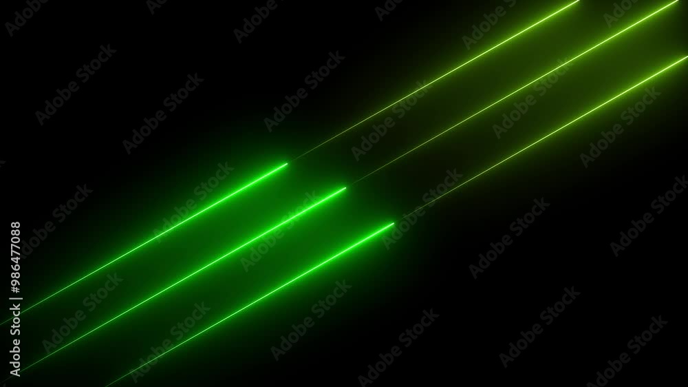 Poster abstract green color neon light animated on a dark background. abstraction neon lines moving up scre