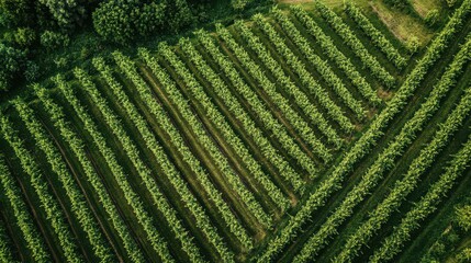 Fototapeta premium Aerial View of Vineyards on a Sunny Day