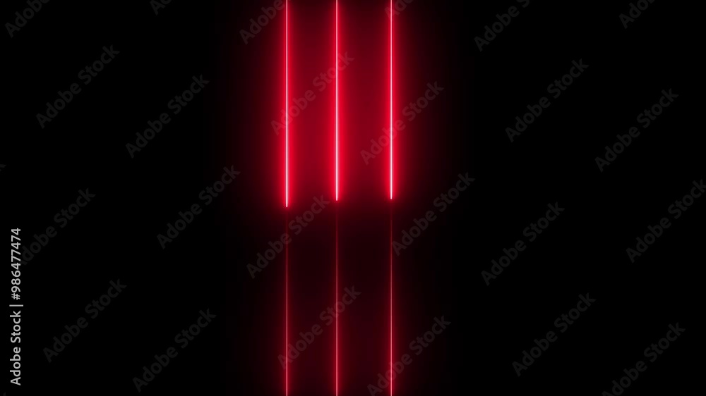 Poster abstraction neon lines moving down screen saver background. abstract red color neon lights animated
