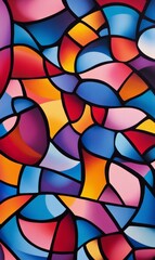 Fototapeta premium Abstract Colorful Stained Glass Design with Geometric Shapes, Wallpaper, Mobile Phone Wallpaper