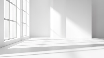 Minimalist white backdrop with simple shadows and light gradients