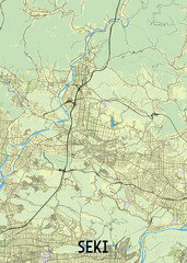 Seki, Japan artistic map poster
