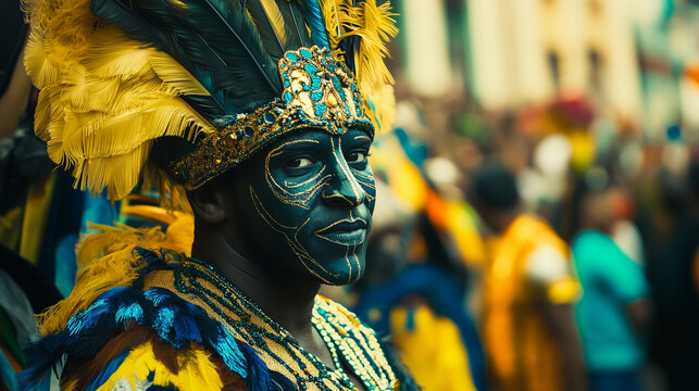 Parada karnawałowa w Rio de Janeiro to prawdziwe święto kolor&oacute;w i dźwięk&oacute;w. Uczestnicy przebrani w przepiękne kostiumy przechodzą przez ulice.