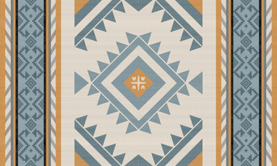 Navajo tribal vector pattern. Native American ornament. Ethnic South Western decor style. Boho geometric ornament.Ikat floral paisley embroidery blanket, rug. Woven carpet