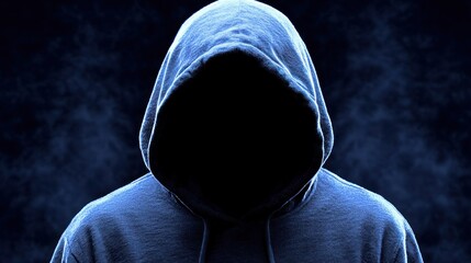 A shadowy figure wears a dark hoodie, their face obscured, creating an enigmatic presence. The smoky background enhances the mysterious atmosphere, suggesting quiet tension