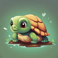 Fototapeta premium cute adorable little turtle illustration