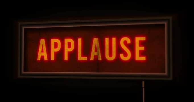 Vintage dirty Applause sign, tv show warning board message to prompt the audience to clap, footage