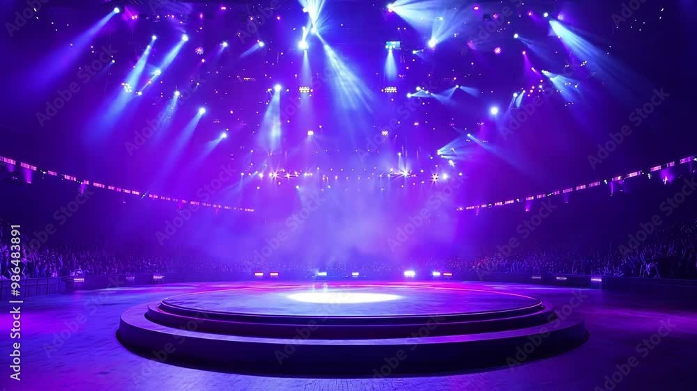 Poster an expansive stage is illuminated by colorful lights, creating an atmosphere of anticipation as the 