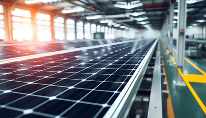 Fototapeta premium Solar Panel Production Line.