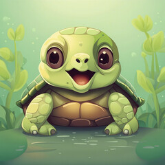 Obraz premium cute adorable little turtle illustration