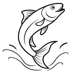 Leaping Fish in Mid-Air Vector Art