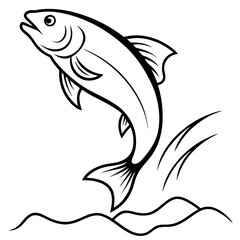 Leaping Fish in Mid-Air Vector Art