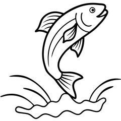 Leaping Fish in Mid-Air Vector Art