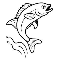 Leaping Fish in Mid-Air Vector Art