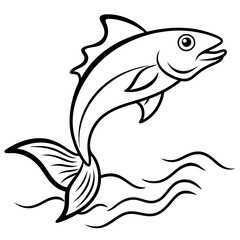 Leaping Fish in Mid-Air Vector Art