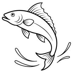 Leaping Fish in Mid-Air Vector Art