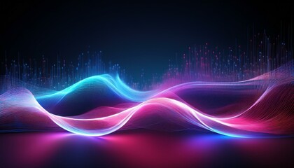 Abstract digital wave with blue and pink glowing light. Perfect for technology and data concepts.