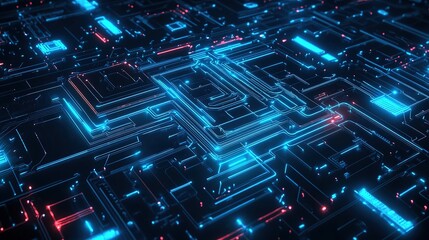 Obraz premium High-tech digital background with glowing circuits and futuristic design